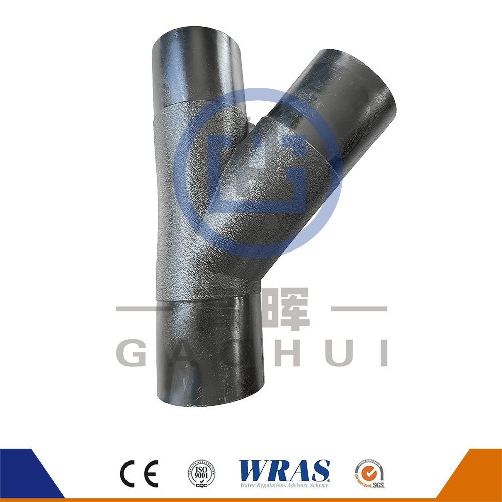 Material virgen de HDPE Butt Fusion Wye Tee TEE lateral 45 grados Y rama para tubería de agua